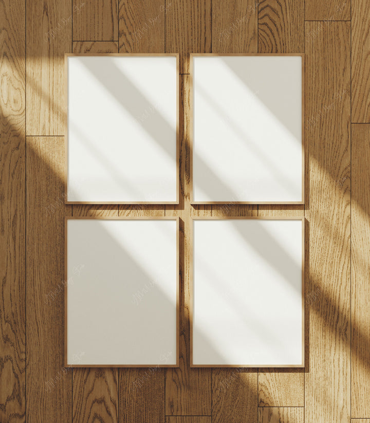 Set of 4 Wood Frames Mockup,3x4 Ratio Picture Frame Mockup,Art Print Mockup