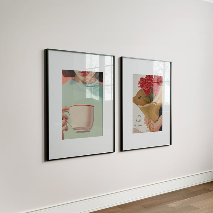 2 Black Frames Mockup with Reflection,5x7 Wall Art Mockups
