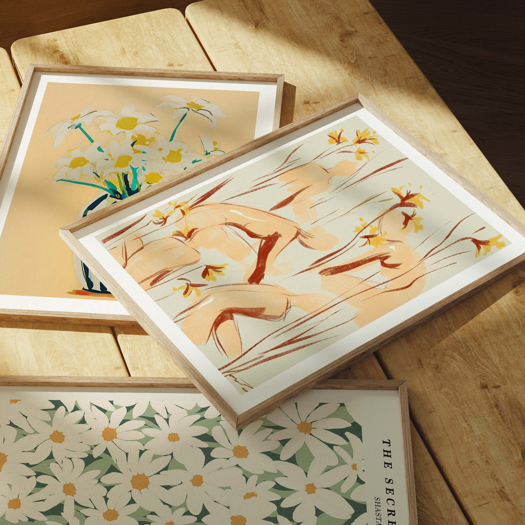 Set of 3 Wood Frame Mockup on Table,3x4 Ratio Frame Mock-Up,Art Print Display