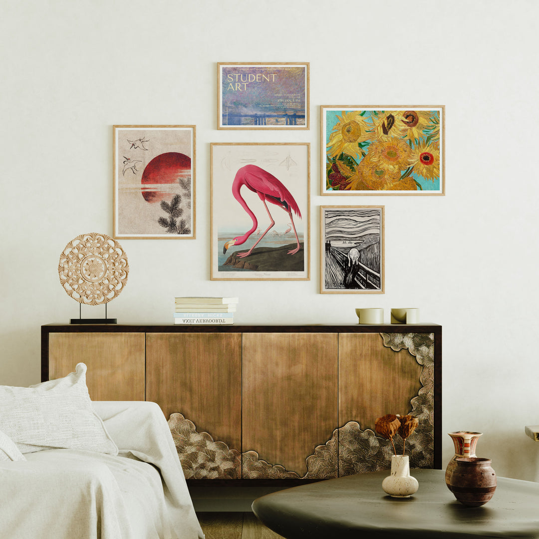 Set of 5 Gallery Wall Frame Mockup,5x7 Wood Frame Mock-Up,Wall Art Mockup