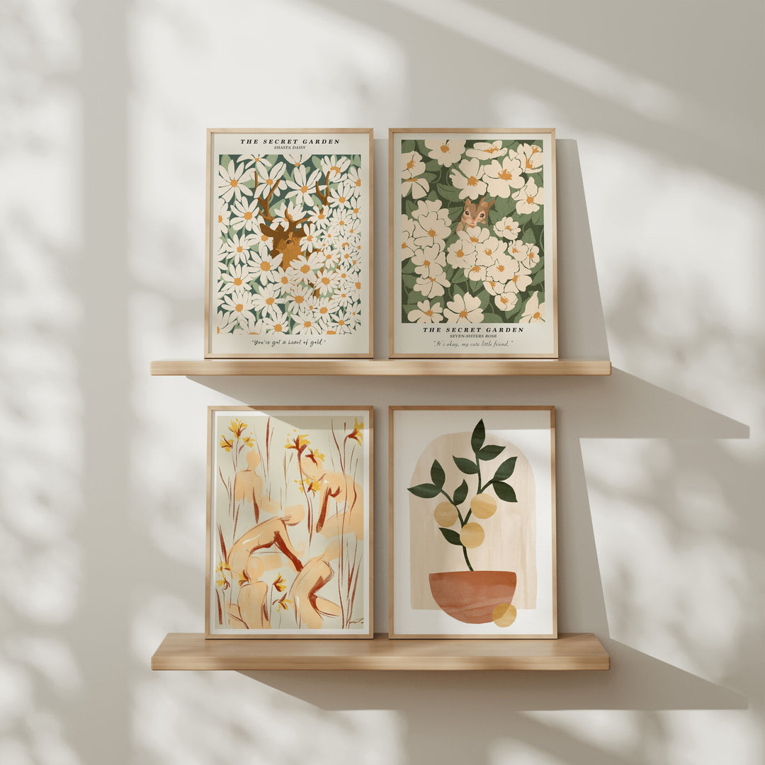 Gallery Wall Frame Mockup,4 Frames Boho Wood Frame Mockup,DIN A Frame Mock-Up,Print Poster Mockup