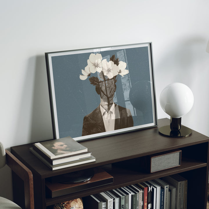 Black Frame Mockup in home Interior,4x3 Horizontal Frame Mock-Up with Reflection,Wall Art Mockup