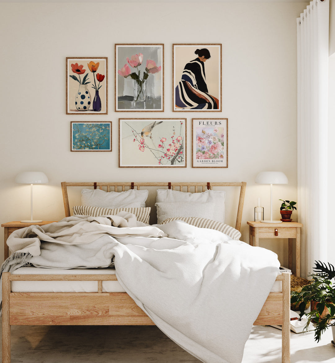 Gallery Wall Frame Mockups in Bedroom,Wall Art Mockups,Picture Frame Mockup