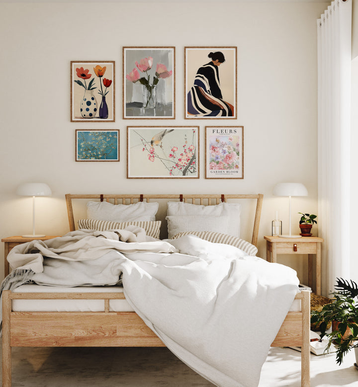 Gallery Wall Frame Mockups in Bedroom,Wall Art Mockups,Picture Frame Mockup