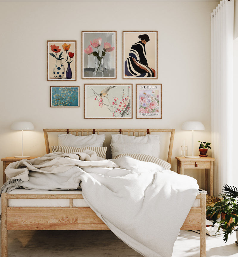 Gallery Wall Frame Mockups in Bedroom,Wall Art Mockups,Picture Frame Mockup