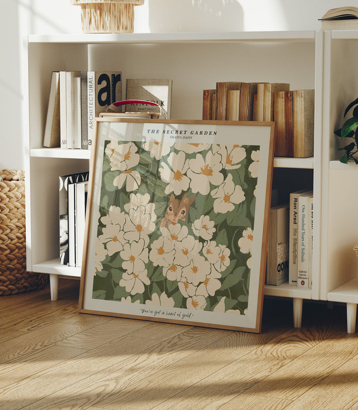 Square Wood Frame Mockup in home Interior with Reflection,Digital Art Display