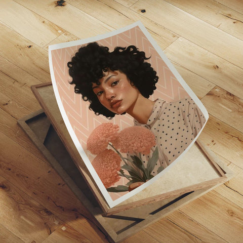 Flat lay detail video mockup scene for framed print promotion