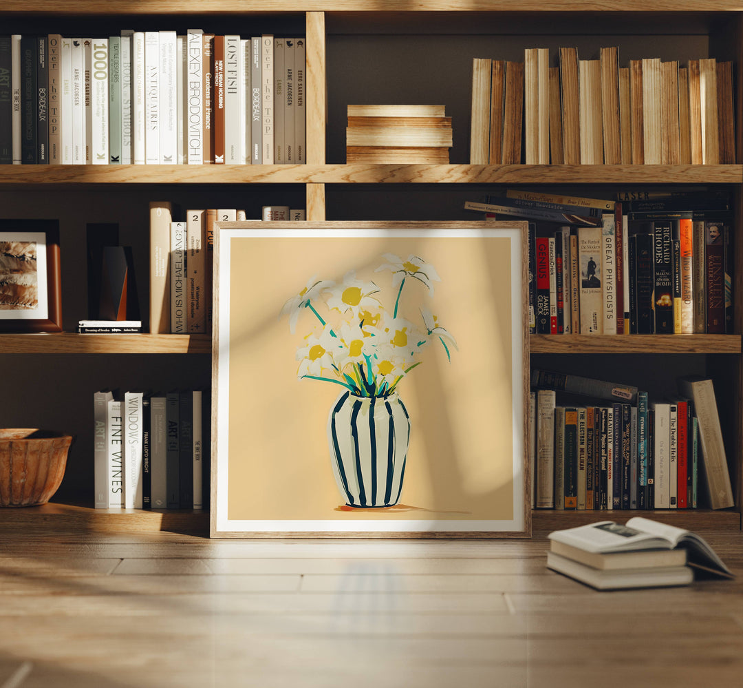 Square Wood Frame Mockup in Living room,Printable Art Mockup,Print Poster Mockup