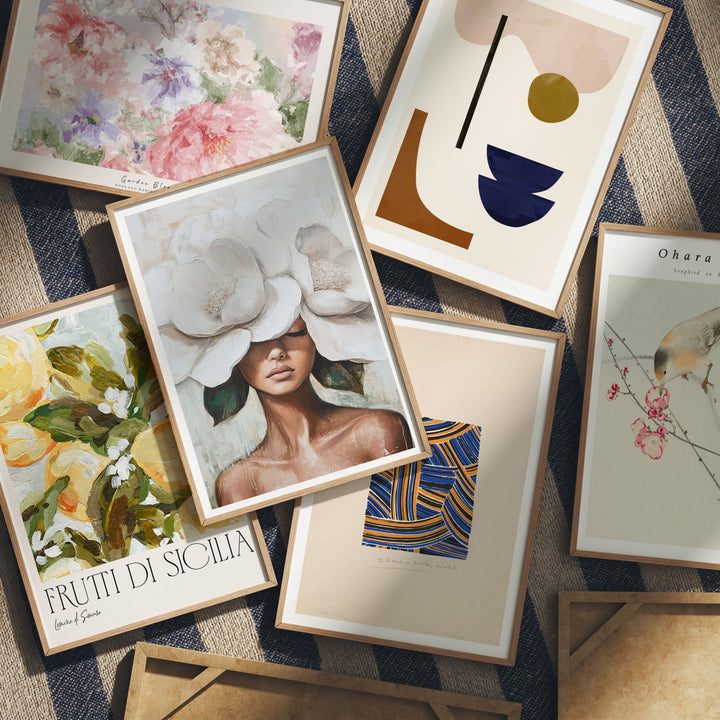 6 Frames Mockups on Floor,DIN A Ratio Wood Frame Mock-Up,Picture Frame Mockup,Art Print Mockup