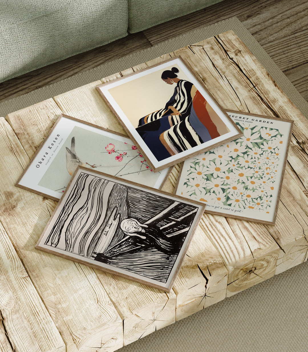 4 Wood Frames Mockup,3x4 Ratio Wood Frame Mock-Up,Photoshop Templates