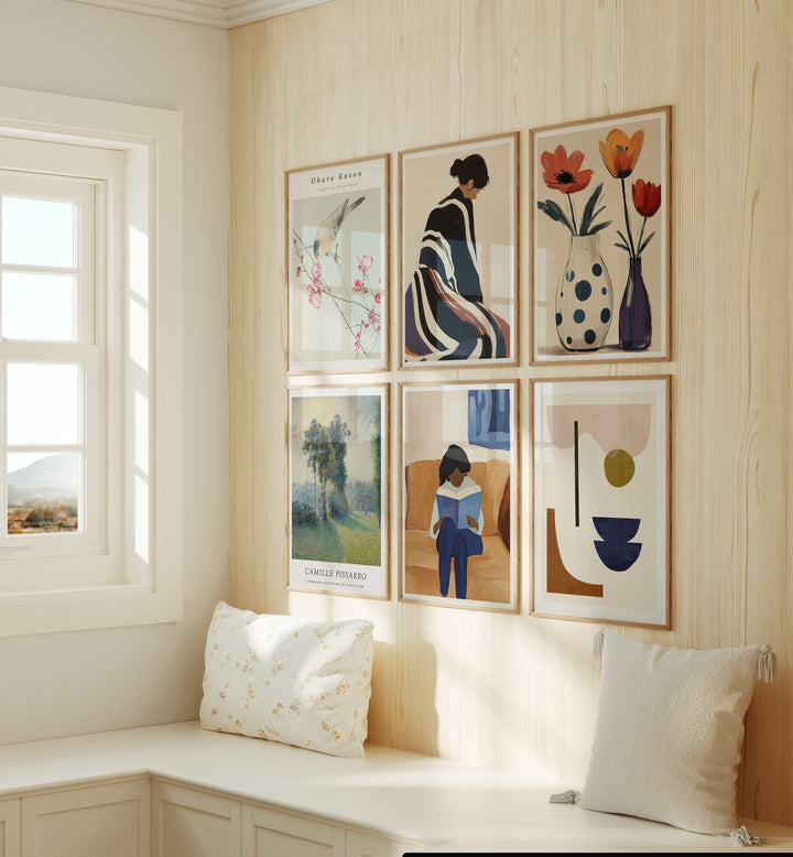 Gallery Wall Frames Mockup with Reflection,5x7 Wall Art Mockups