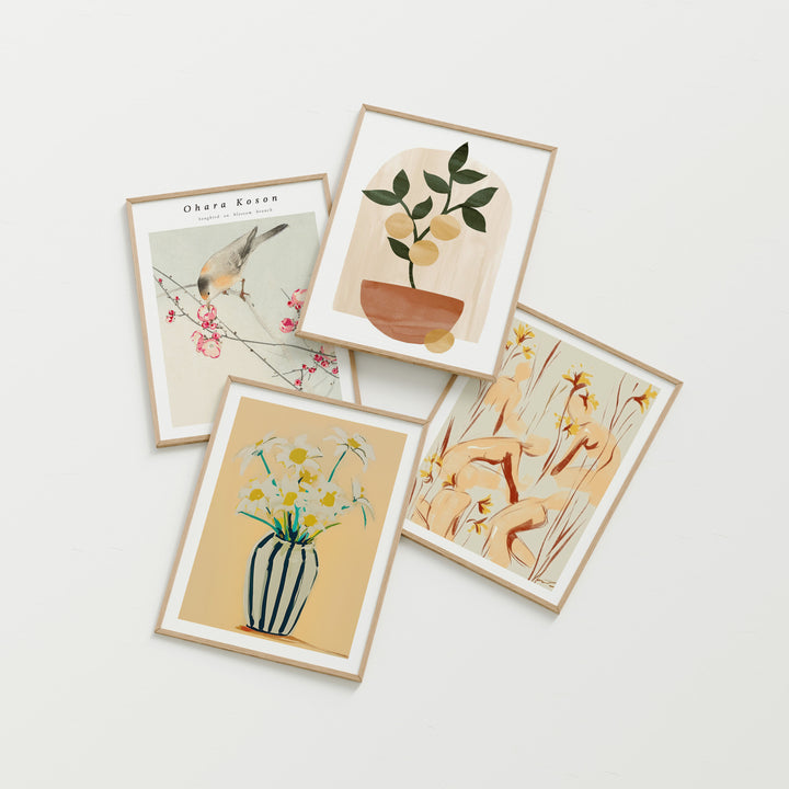 Set of 4 Frames Mockup,3x4 Ratio Wood Frame Mock-Up with Blank Background