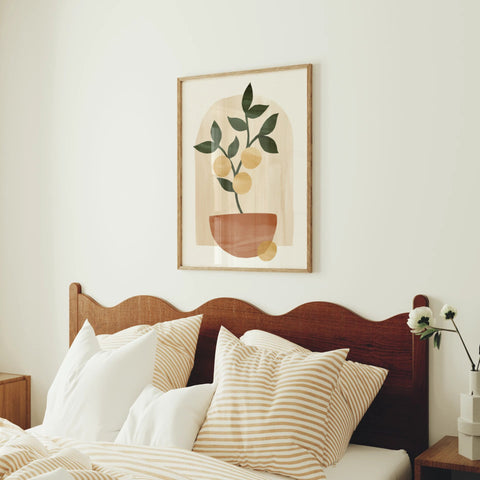 Animated bedroom video frame mockup for 3x4 vertical wall art with 3 scenes