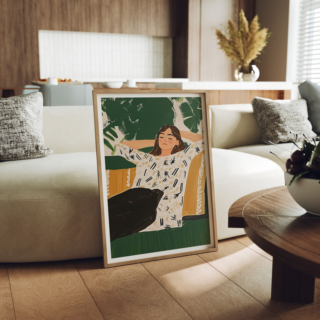 Wood Frame Mockup in Living Room,5x7 Vertical Frame Mock-Up,Psd Template