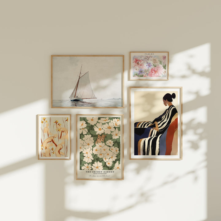 Set of 5 Wall Art Mockup,5x7 Wood Frame Mockup,Interior Art Mockup