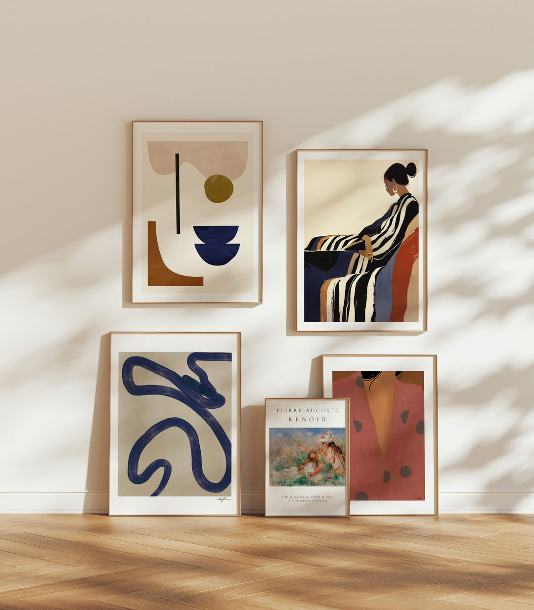 Set of 5 Gallery Wall Frame Mockup,5x7 Wood Frame Mock-Up,Wall Art Mockups