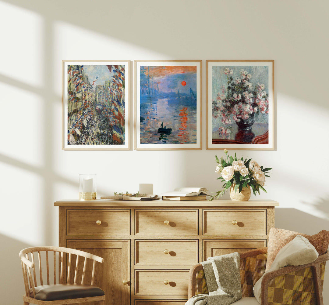 Set of 3 Wall Art Mockup in Living Room,3x4 Ratio Frame Mock-Up,Art Print Display,