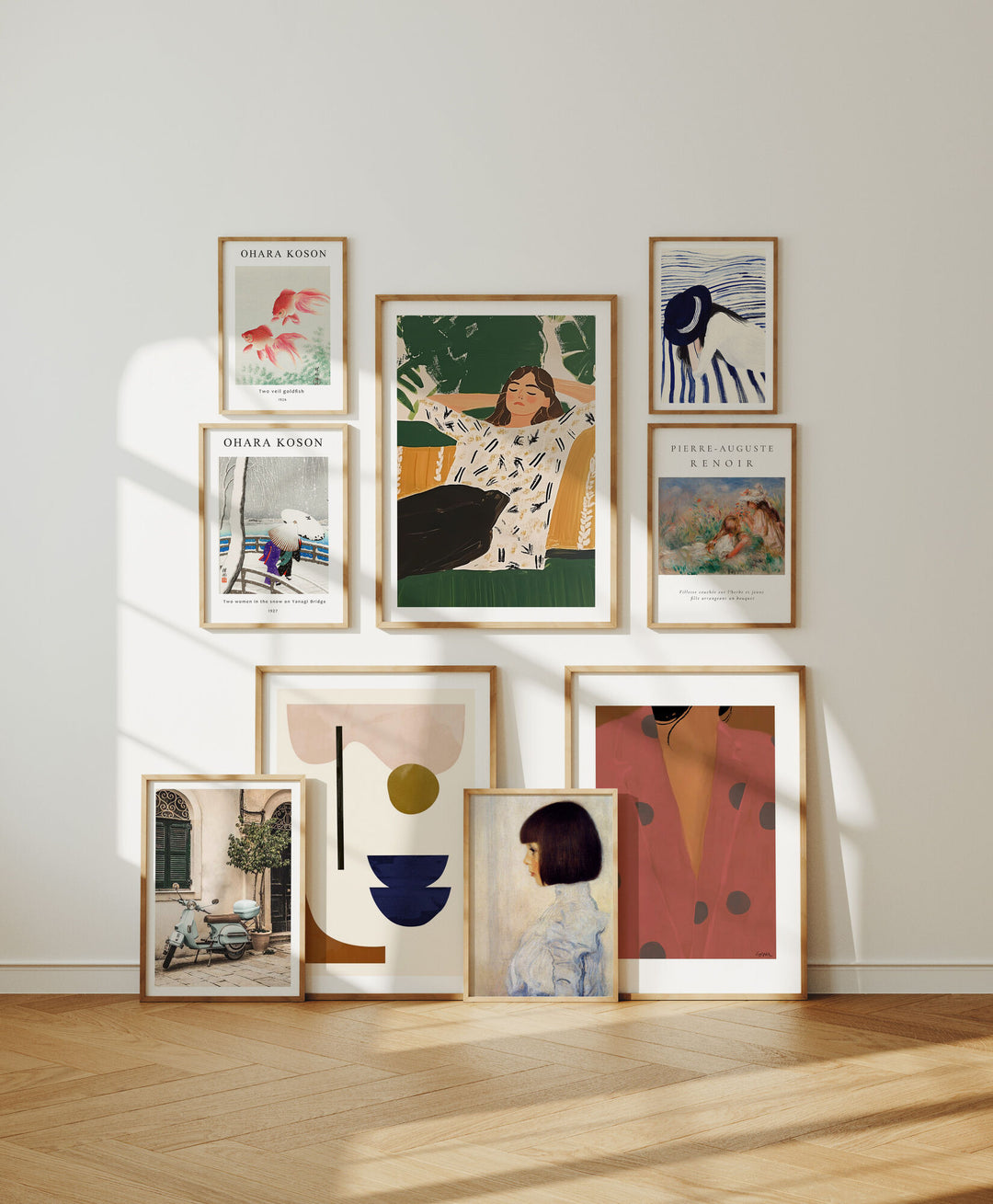 Set of 9 Gallery Wall Frame Mockup,5x7 Wood Frame Mock-Up,Wall Art Mockup,Photoshop Template
