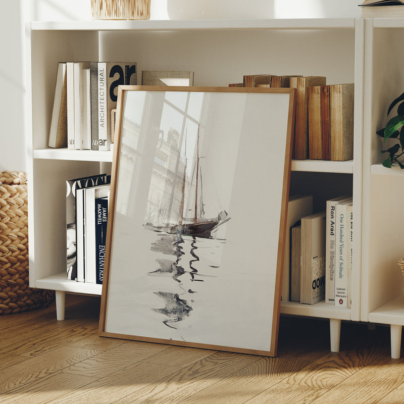 Wood Frame Mockup in home Interior,3x4 Ratio Frame Mock-Up with Reflection,Picture Frame Mockup