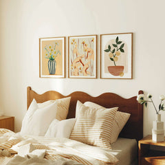 Set of 3 Frame Mockup in Bedroom,4x3 Interior Wall Art Mockup,Room Wall Mockup
