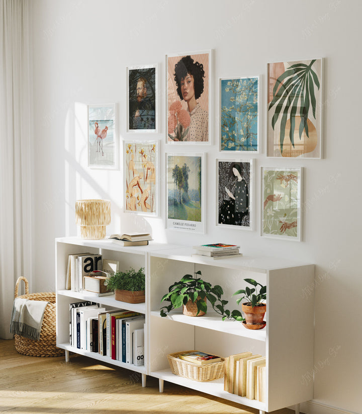 Gallery Wall Frames Mockup in Living Room,19 Frames Artwork Mockup,3x4 Wall Art Mockup,Interior Mockup