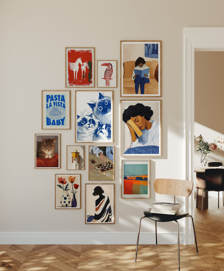 Set of 12 Gallery Wall Frame Mockup,5x7 Wood Frame Mock-Up,Psd Template