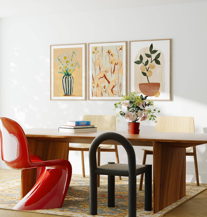 Set of 3 Wood Frame Mockup in Dining Room,3x4 Ratio Frame Mock-Up,Art Print Display,Wall Art Mockup,Print Poster Art Mockup
