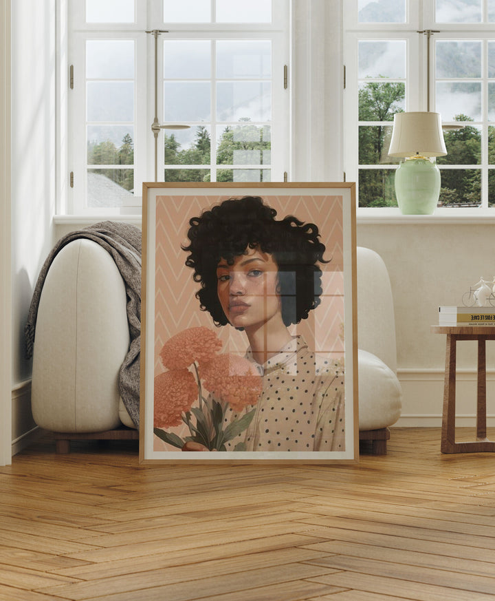 Wood Frame Mockup in Living Room,3x4 Ratio Frame Mock-Up with Reflection,Artwork Mockup