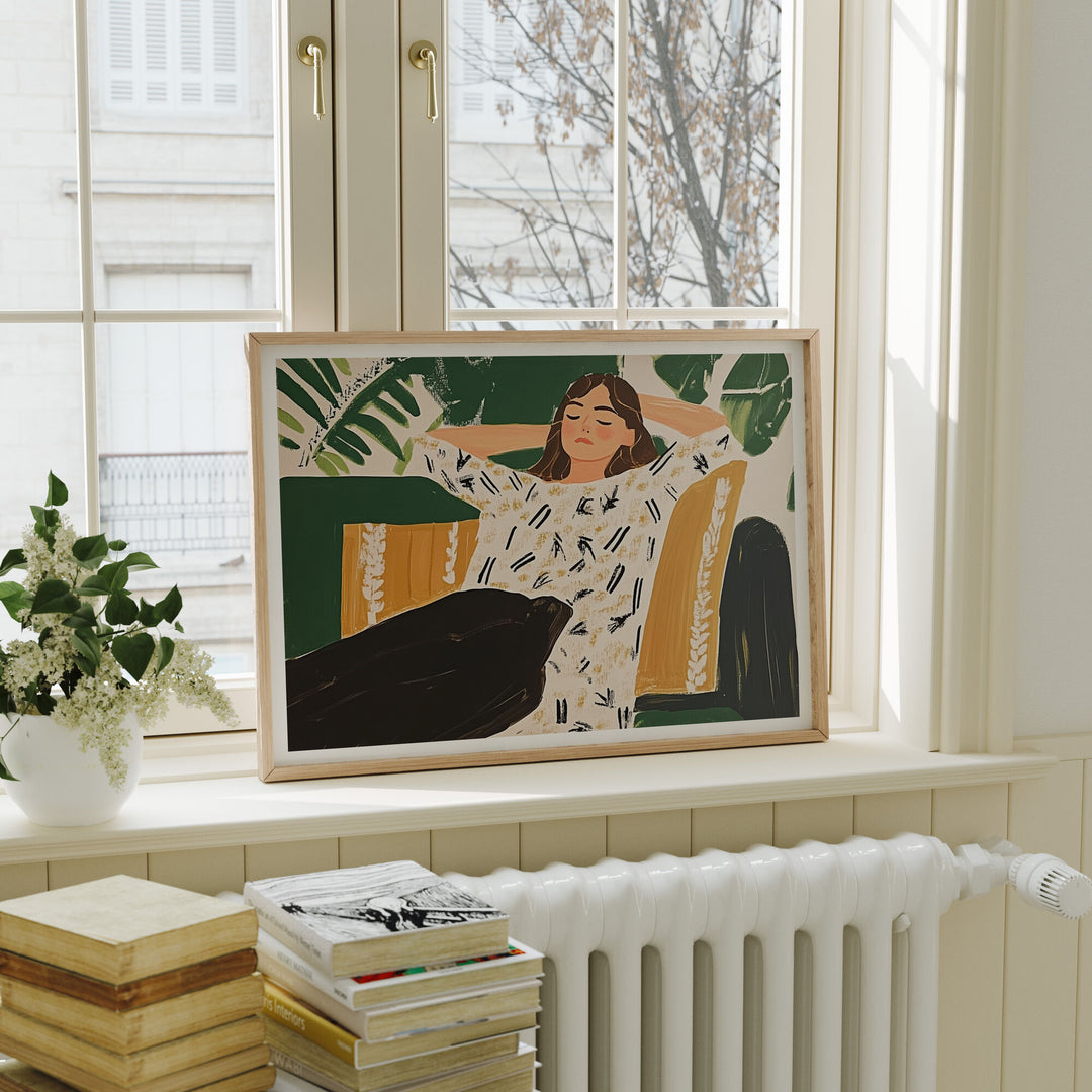 4x3 Horizontal Wood Frame Mockup in Home Interior,Art Print Mockup,Digital Template