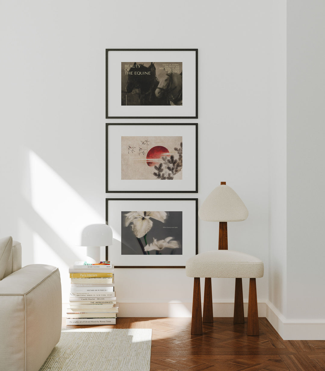 Set of 3 Horizontal Gallery Frame Mockup,7x5 Black Frame Mockups,Psd Smart Object