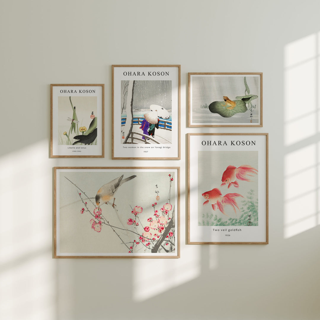 Set of 5 Gallery Wall Mockups,Minimalist 5x7 Wood Frame Mock-up,Wall Art Mockup