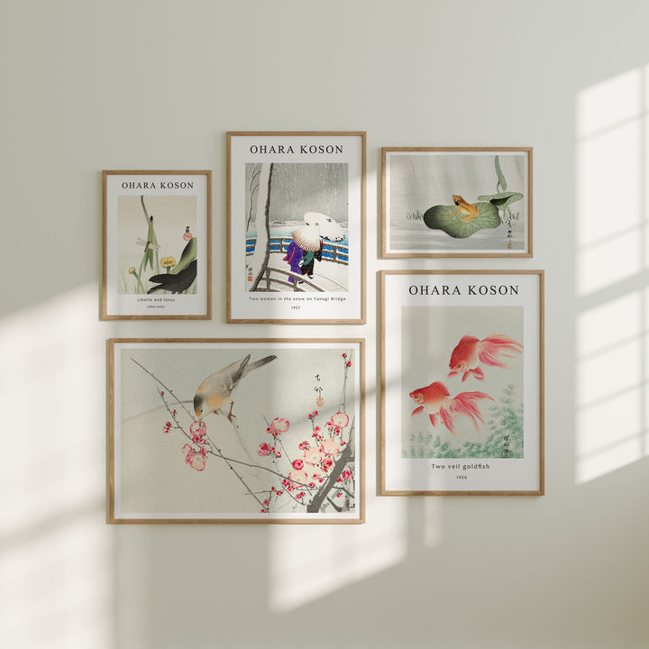 Set of 5 Gallery Wall Mockups,Minimalist 5x7 Wood Frame Mock-up,Wall Art Mockup