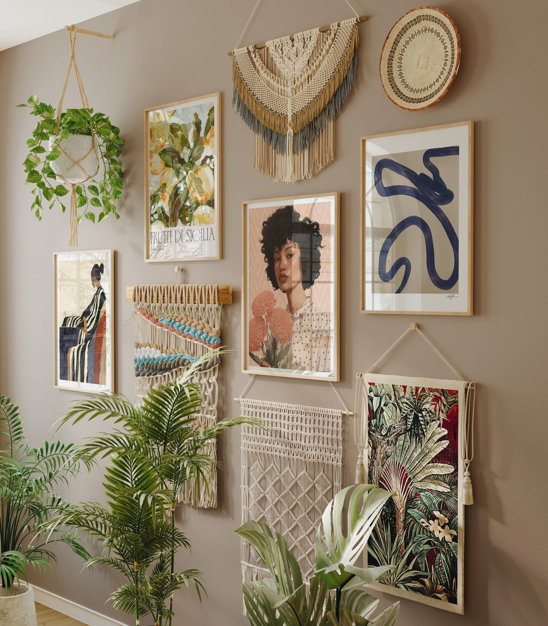 Set of 4 Gallery Wall Frame Mockup,3x4 Wood Frame Mock-Up,Wall Art Mockup,Artwork Wall Mockup