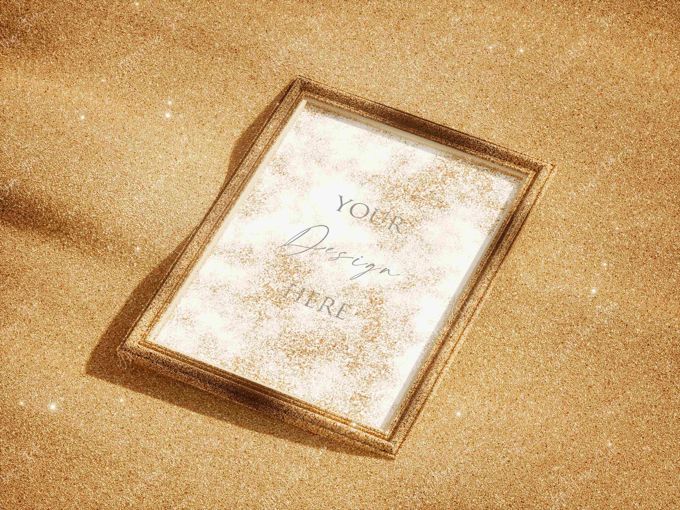 Free wood frame mockup in sand for picture frame and wall art preview