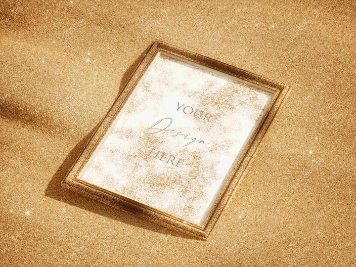 Wood Frame Mockup in Sand,Picture Frame Mockup,Digital Frame