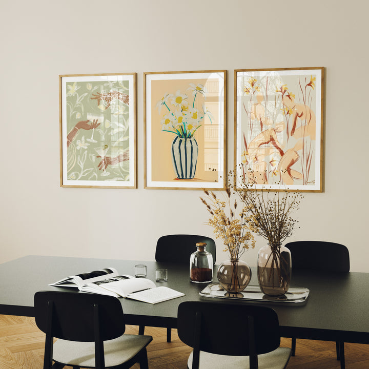 Set of 3 Wood Frame Mockups in Dining Room,3x4 Ratio Frame Mock-Up