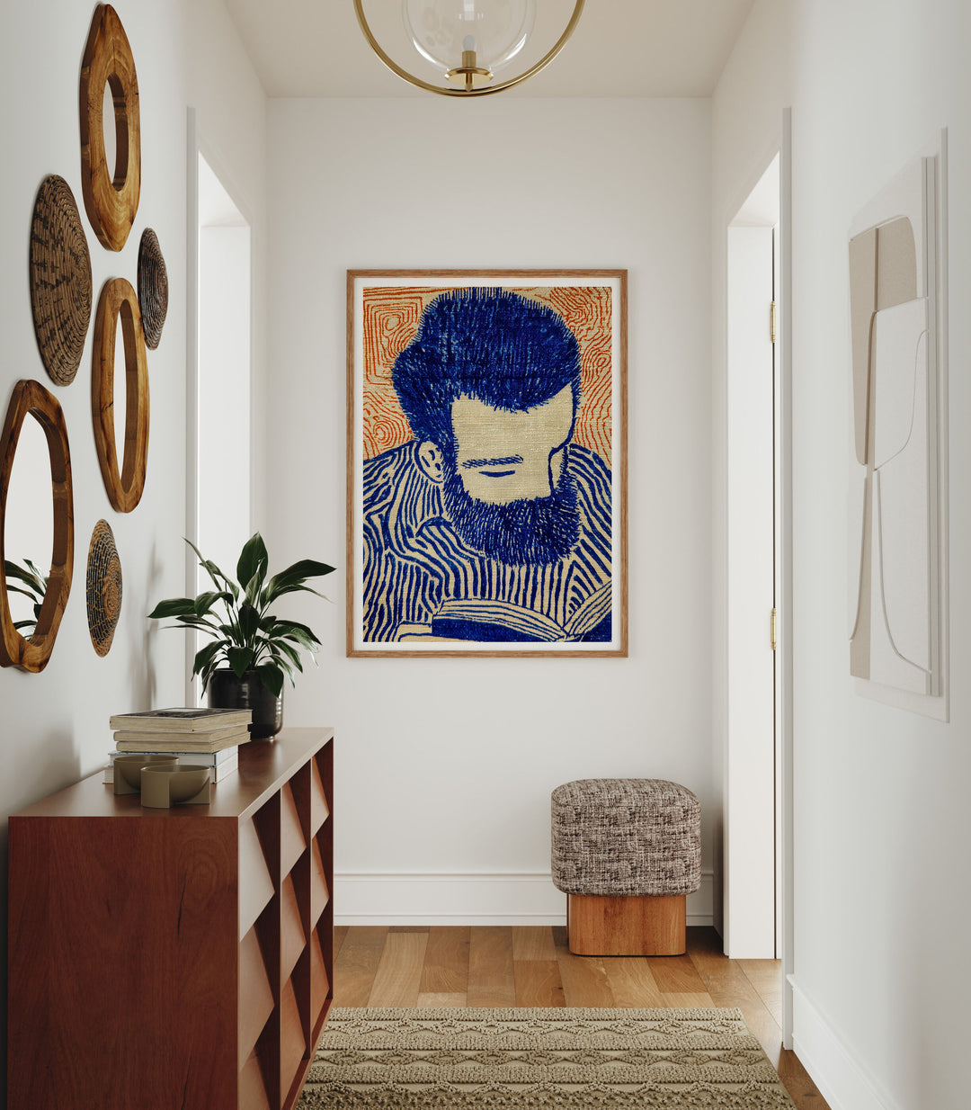 Wood Frame Mockup in halway,3x4 Vertical Frame Mock-Up,Wall Art Mockup,Digital Template