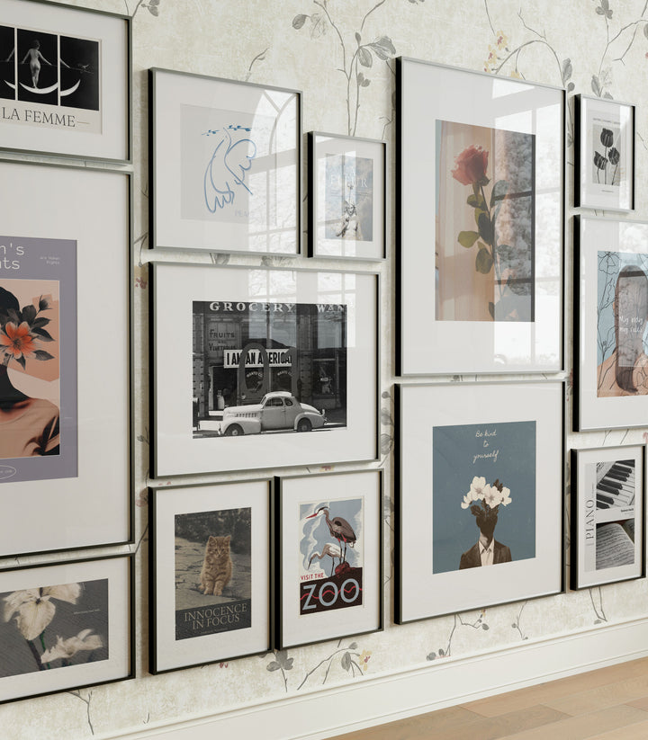 Gallery Wall Frames Mockup with Reflection,5x7 Wall Art Mockups