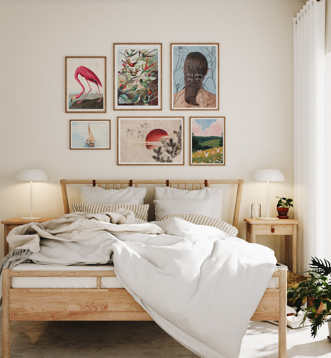 Gallery Wall Frame Mockups in Bedroom,Wall Art Mockups,Picture Frame Mockup