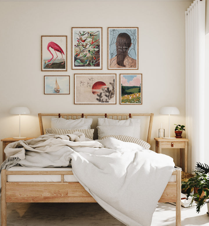 Gallery Wall Frame Mockups in Bedroom,Wall Art Mockups,Picture Frame Mockup