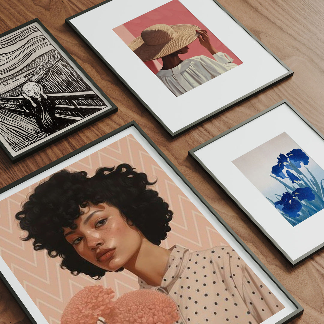 Set of 4 Black Frames Mockup,Gallery Art Print Mockup,Picture Frame Mockup