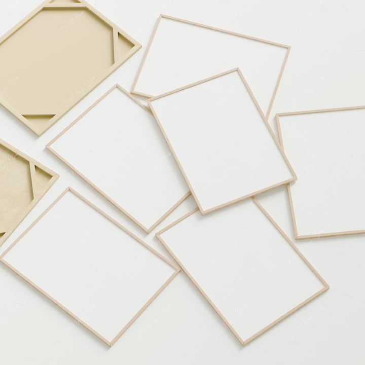 Set of 6 Frames Mockup,DIN A Ratio Wood Frame Mock-Up with Blank Background