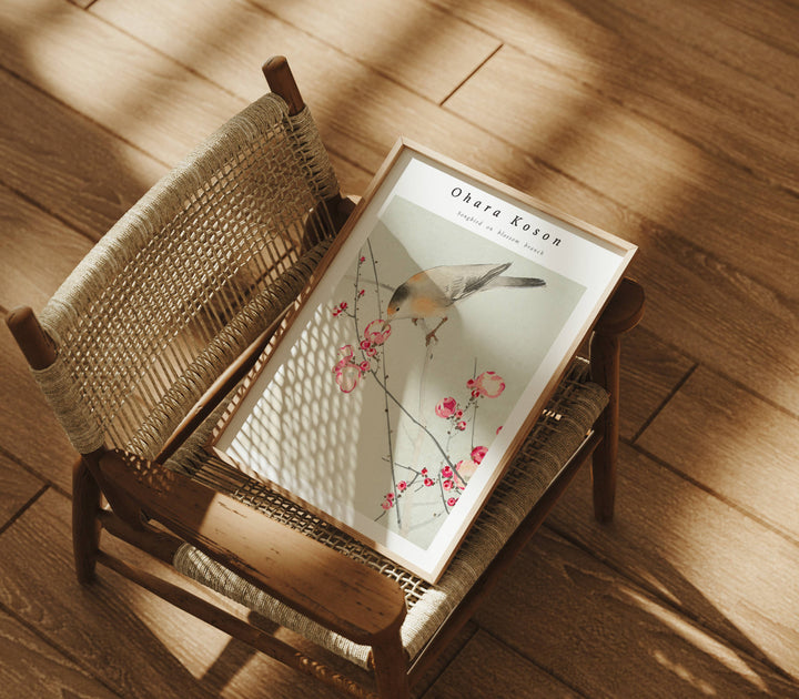 Wood Frame Mockup Lean on Chair,3x4 Ratio Frame,Aesthetic Mockup