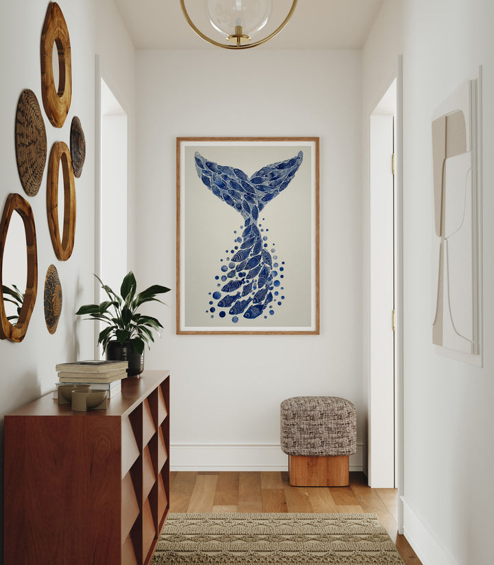 Wood Frame Mockup in halway,3x4 Vertical Frame Mock-Up,Wall Art Mockup,Digital Template