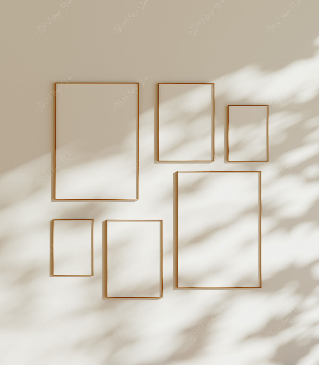 Set of 6 Gallery Wall Frame Mockup,5x7 Wood Frame Mock-Up,Wall Art Mockups