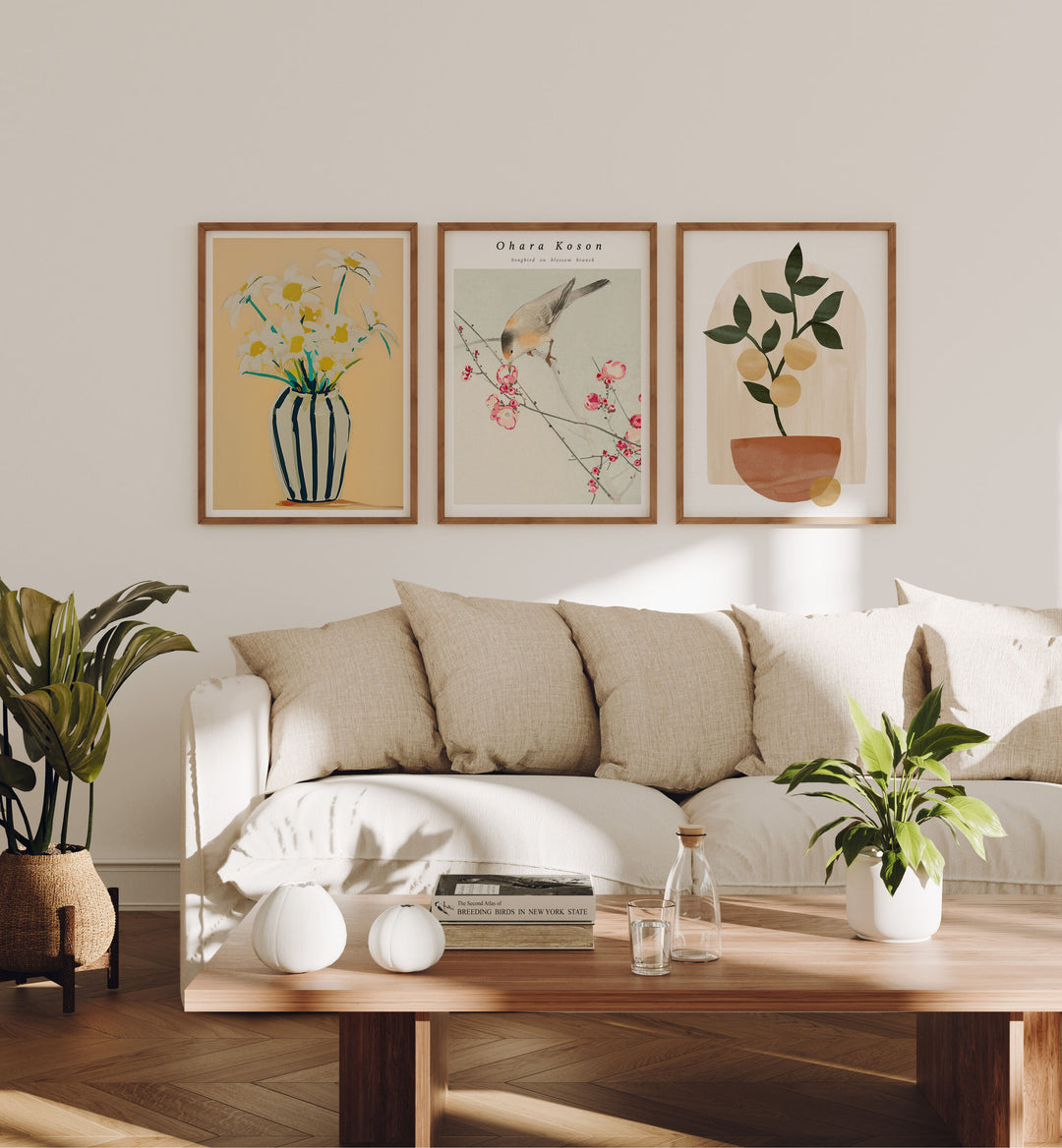 Set of 3 Wood Frame Mockup in Living Room,5x7 Frame Mock-Up,Art Print Display