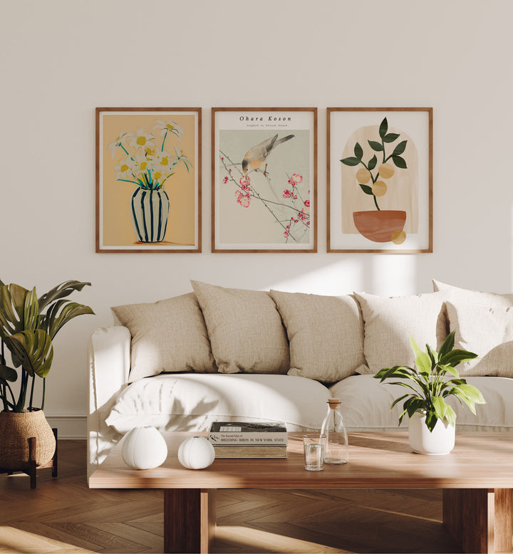 Set of 3 Wood Frame Mockup in Living Room,5x7 Frame Mock-Up,Art Print Display