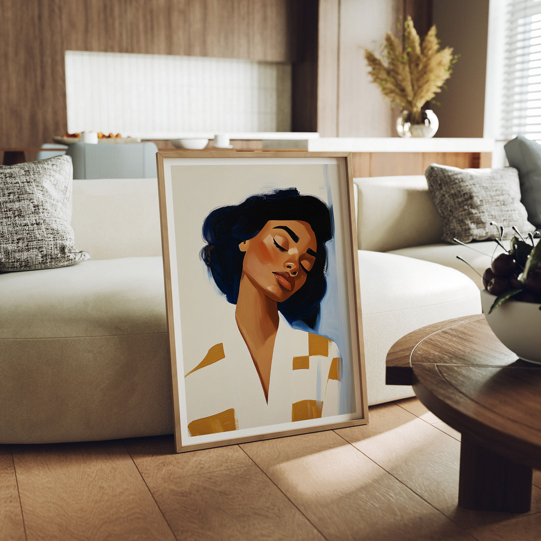 Wood Frame Mockup in Living Room,5x7 Vertical Frame Mock-Up,Psd Template