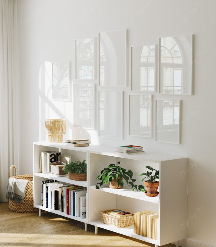 Gallery Wall Frames Mockup in Living Room,19 Frames Artwork Mockup,3x4 Wall Art Mockup,Interior Mockup