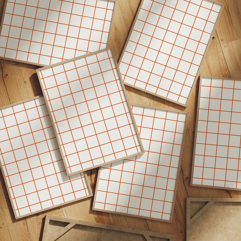 Set of 6 Frames Mockups on Wooden Floor,DIN A Ratio Wood Frame Mock-Up